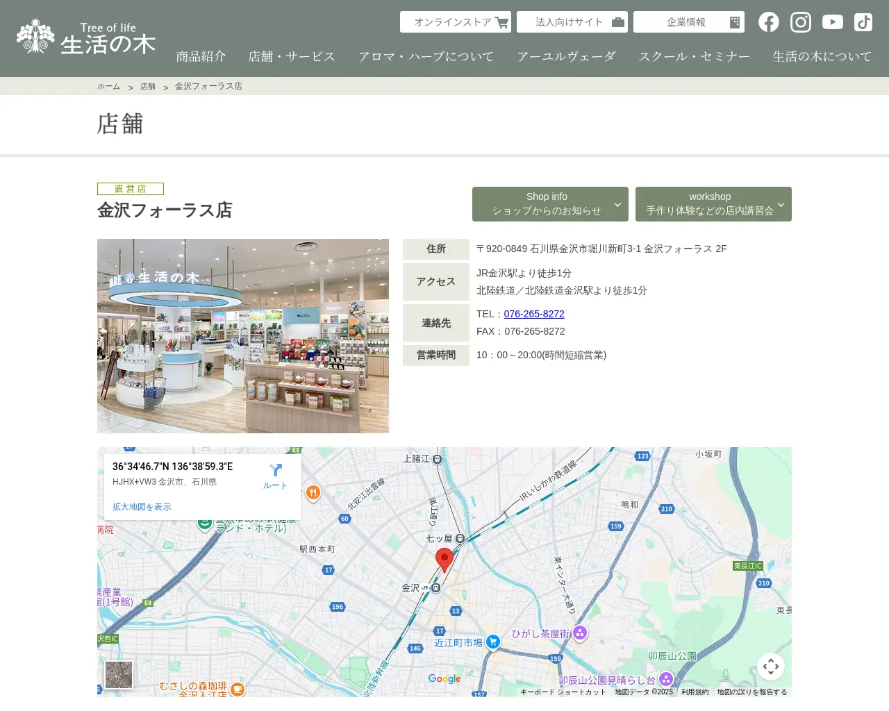 生活の木金沢フォーラス店 site