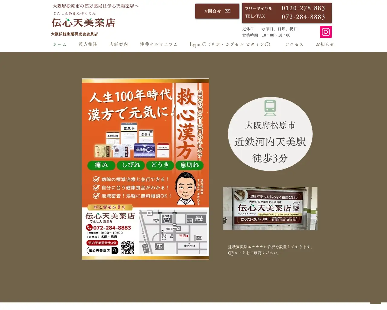 伝心天美薬店 site