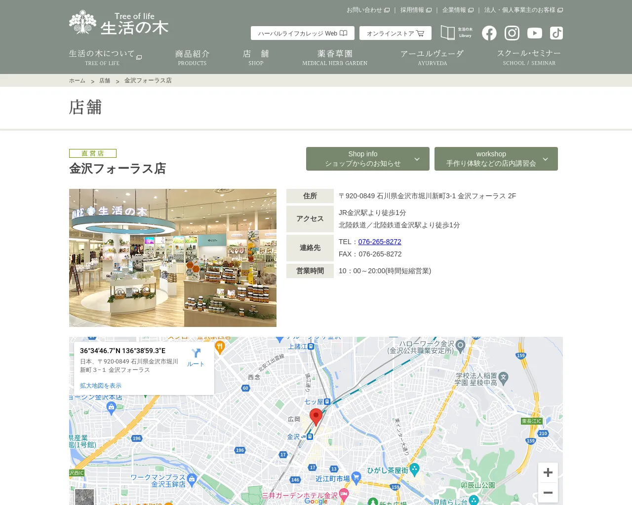 生活の木金沢フォーラス店 site